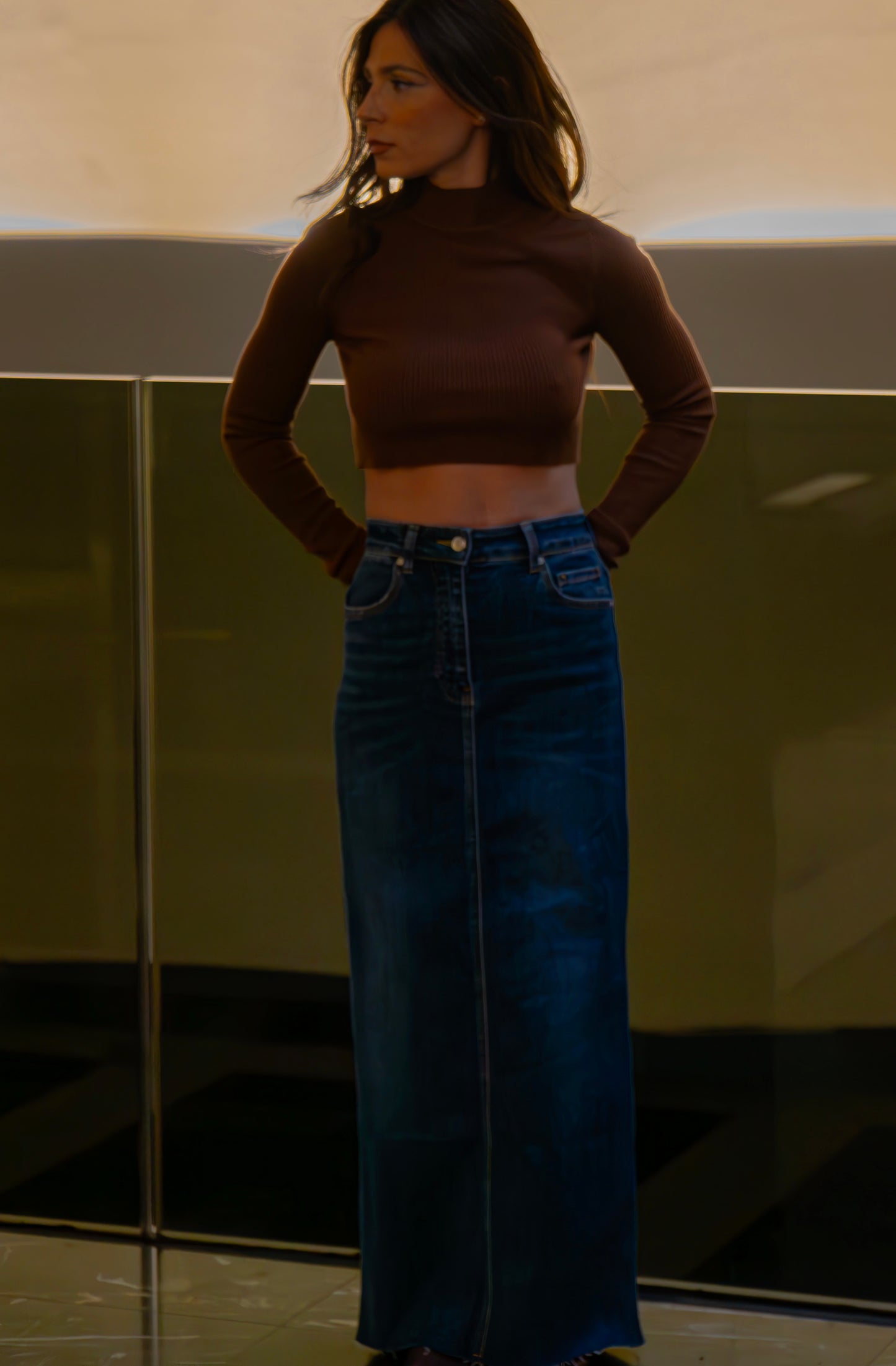 Jupe mi longue en jeans