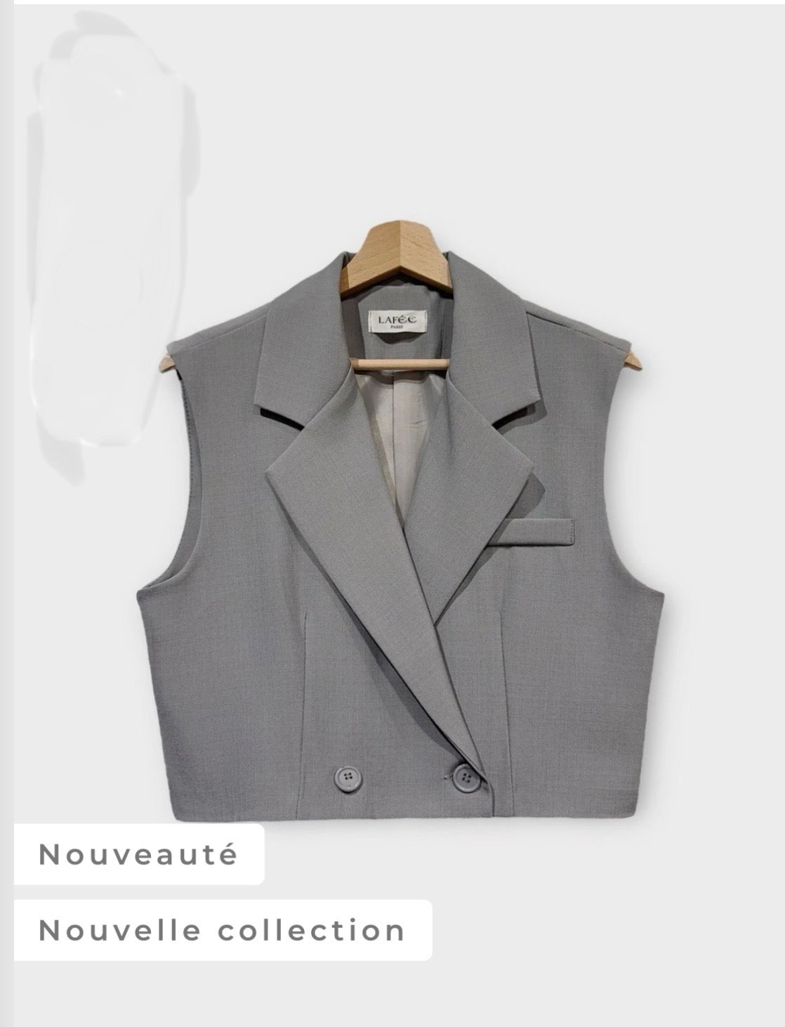 Top gilet sans manches à boutons col V, ensemble blazer tailleurs lafeerose