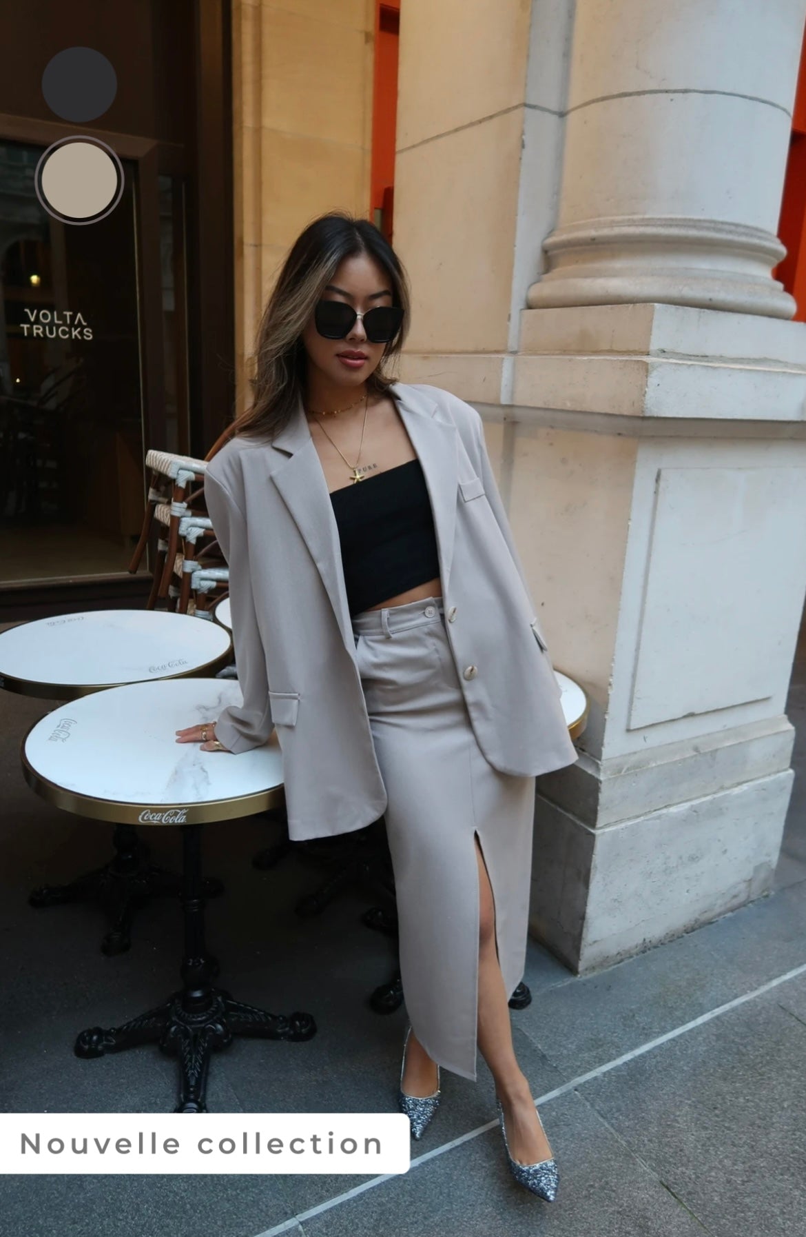 JUPE LONGUE DROITE TUBE AVEC FENTE A L'AVANT ET POCHES ET BOUTONS LORINA NEW