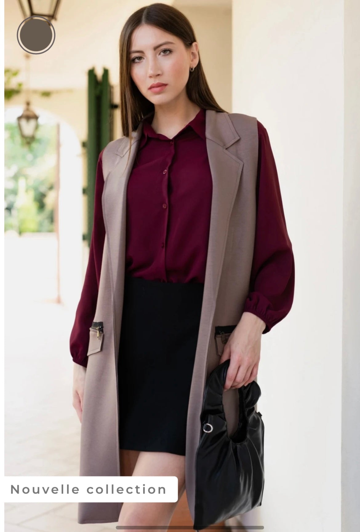 GILET/VESTE CARDIGAN MANTEAU LONG SANS MANCHES COL CHIC EN VISCOSE NEW TENDANCE