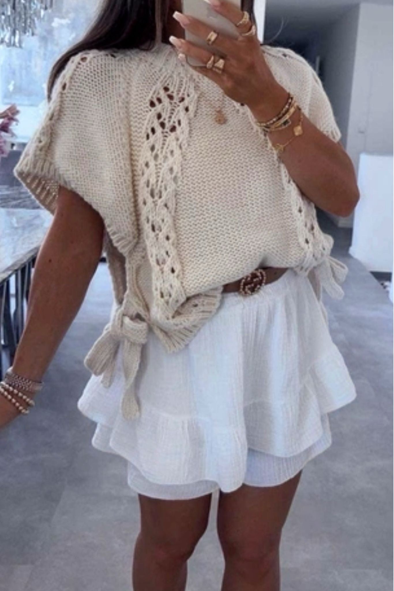 Pull en maille à manche courte