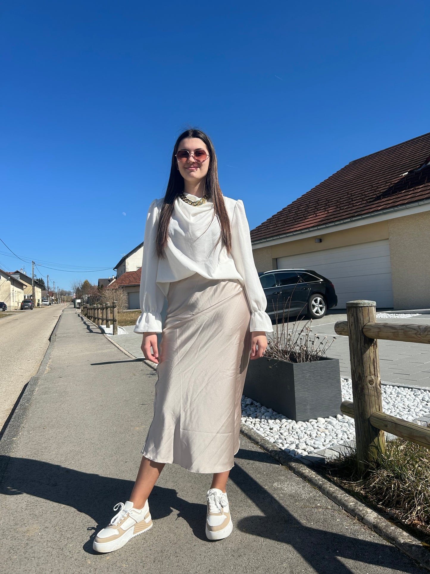 Jupe longue satiné