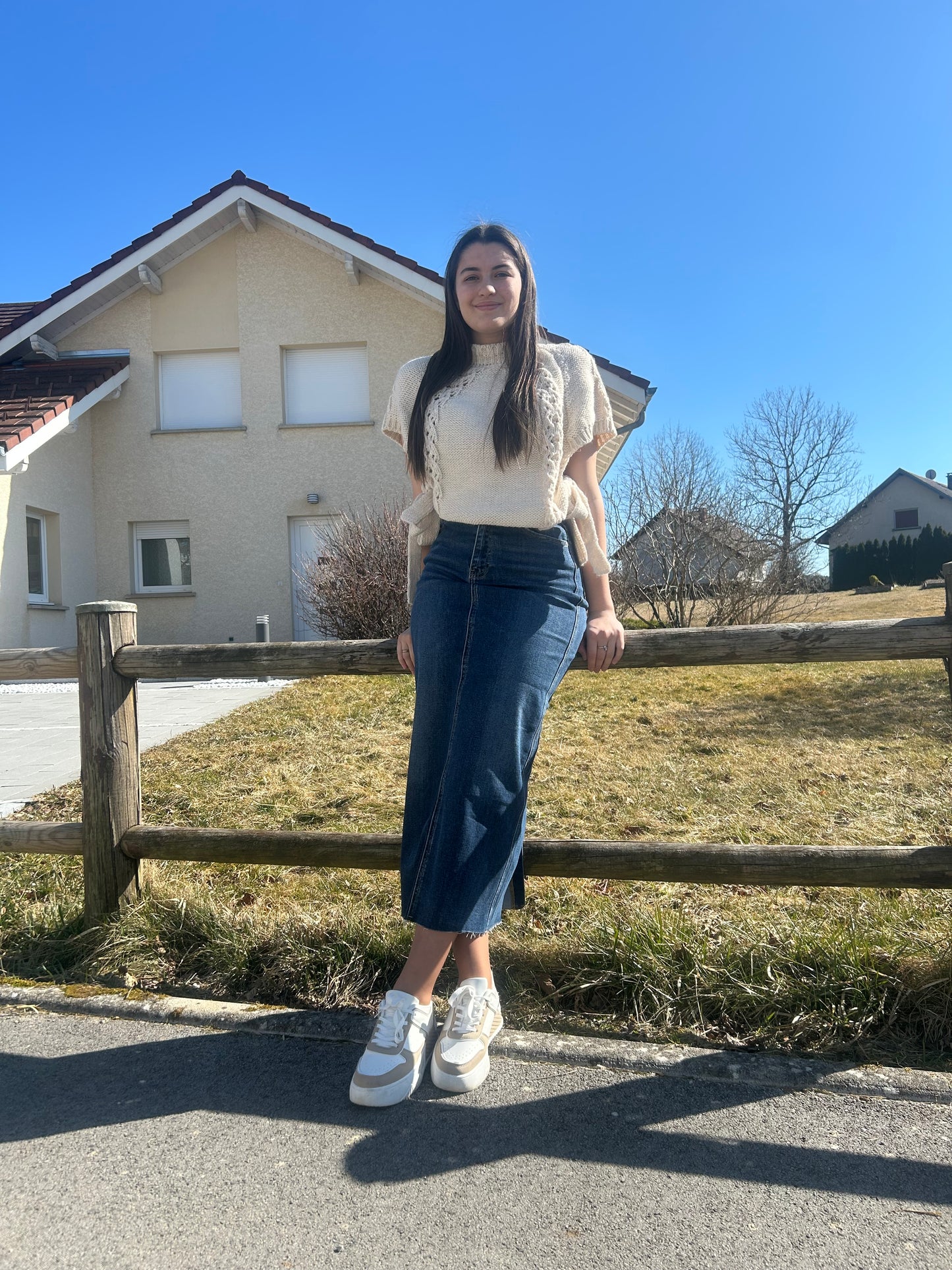 Pull en maille à manche courte