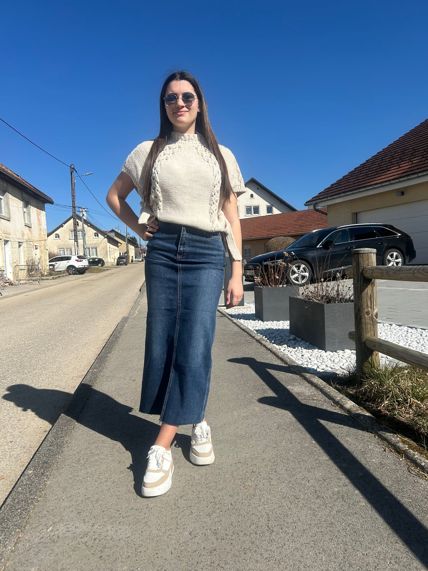 Pull en maille à manche courte